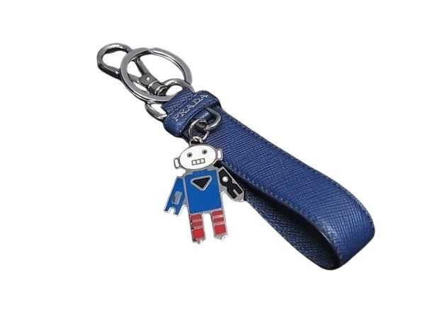 PRADA プラダ バッグチャーム ブルー サフィアーノレザー ユニセックス