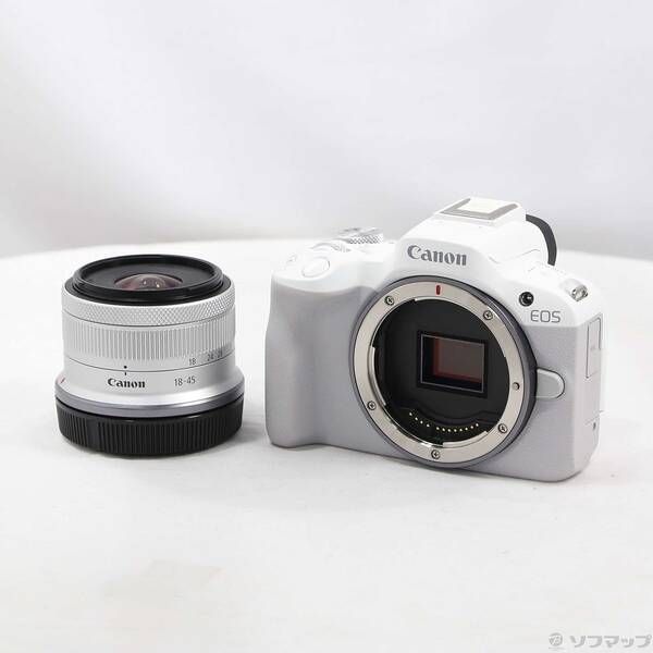 中古品〕 EOS R50 RF-S18-45 IS STM レンズキット ホワイト【262