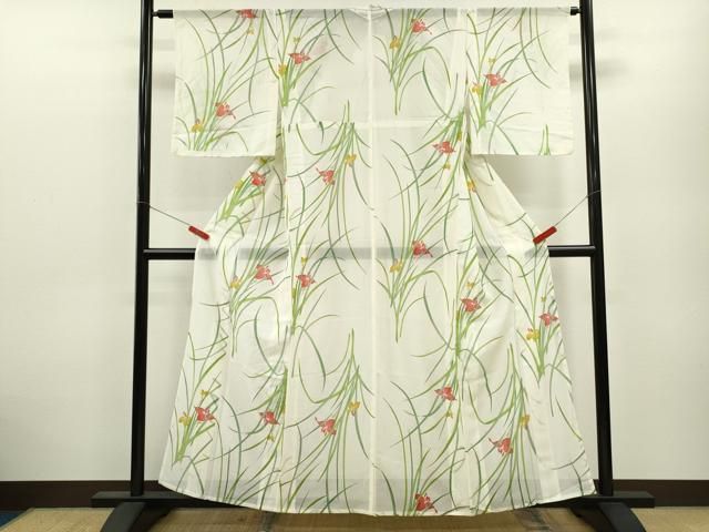 平和屋着物＊夏物　小紋　絽　燕子花　正絹　逸品　CABB2390ze 平和屋着物＊夏物 小紋 絽 燕子花 正絹 逸品 CABB2390ze 【公式通販】