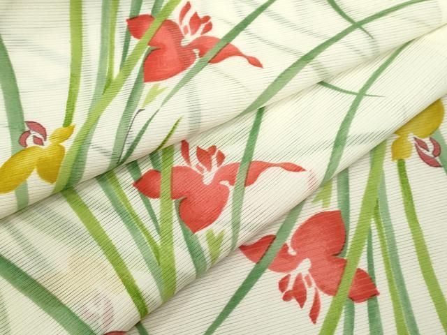 平和屋着物＊夏物　小紋　絽　燕子花　正絹　逸品　CABB2390ze 平和屋着物＊夏物 小紋 絽 燕子花 正絹 逸品 CABB2390ze 【公式通販】