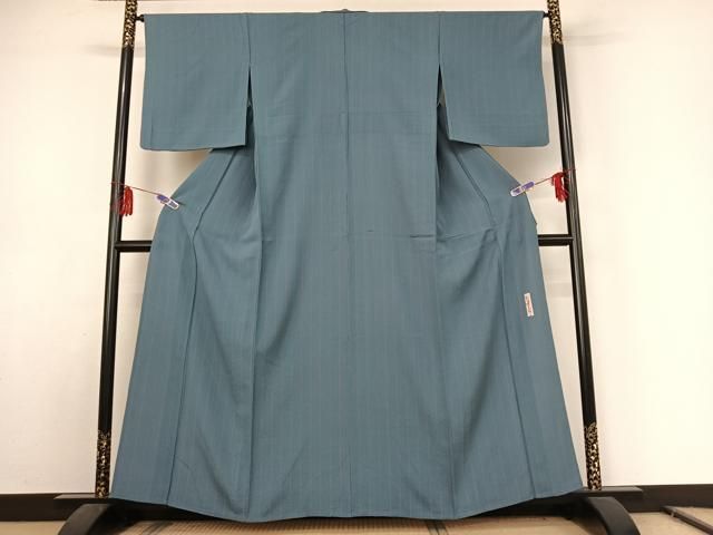 平和屋着物▽世界的人形師 辻村寿三郎 ジュサブロー 小紋 単衣 縞 正絹