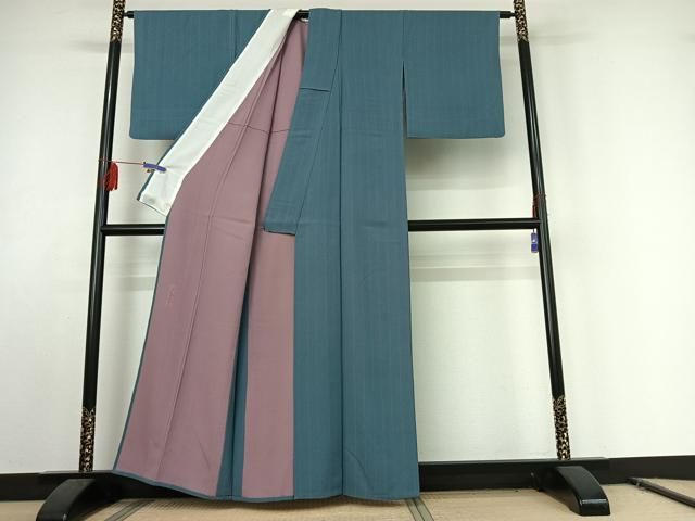 平和屋着物▽世界的人形師 辻村寿三郎 ジュサブロー 小紋 単衣 縞 正絹