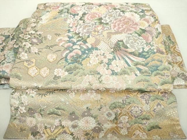 平和屋着物○ワンタッチつけ帯 唐織 吉祥鳳凰花文 金糸 正絹 逸品