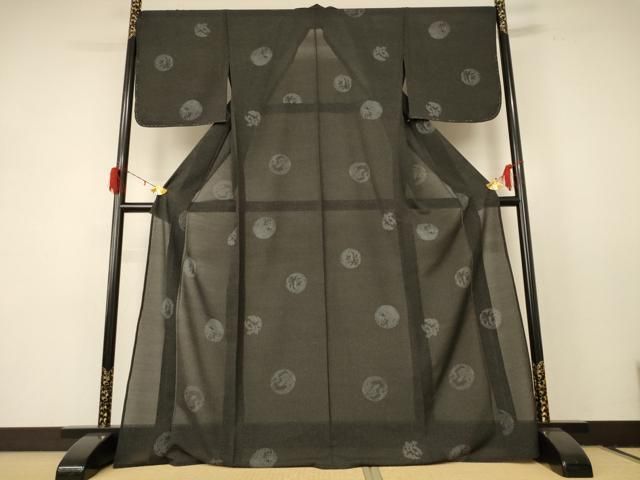 平和屋着物＊夏物 小紋 紗 花菱文 AABC9867jd