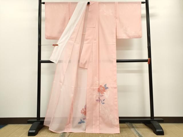 平和屋着物＊夏物　訪問着　絽　バラ　舞蝶文　金彩　洗える着物　CABB2082ze 平和屋着物＊夏物 訪問着 絽 バラ 舞蝶文 金彩 洗える着物 CABB2082ze