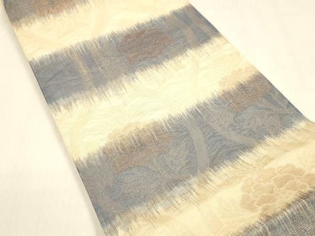 平和屋着物＊夏物　六通柄　本袋帯　枝花文　金糸　工芸染織小いけ扱い　正絹　逸品　DABA0700cm 平和屋着物＊夏物 六通柄 本袋帯 枝花文 金糸 工芸染織小いけ扱い 正絹
