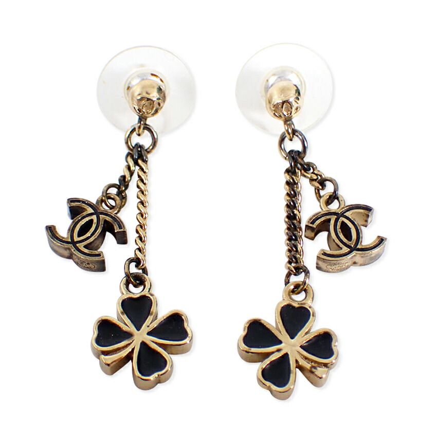 CHANEL CHANEL シャネル クローバー ピアス 金メッキ 約2.9g Clover 