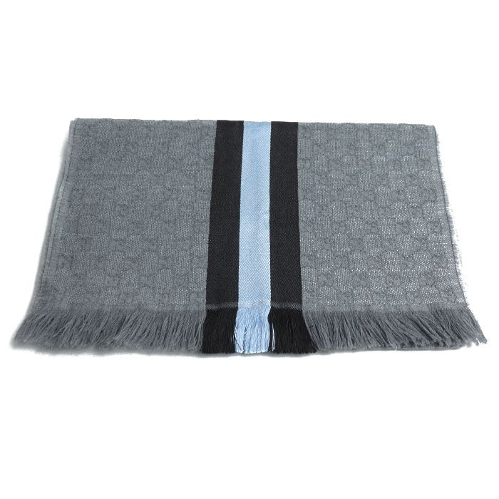 GUCCI グッチ　マフラー　シェリーライン　グレー GUCCI グッチ シェリーライン マフラー グレー/ブラウン/スカイブルー