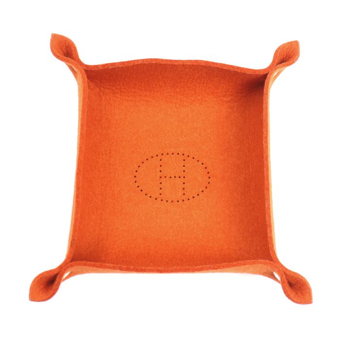 HERMES エルメス ヴィドポッシュ フェルト トレー オレンジ 中古 美品