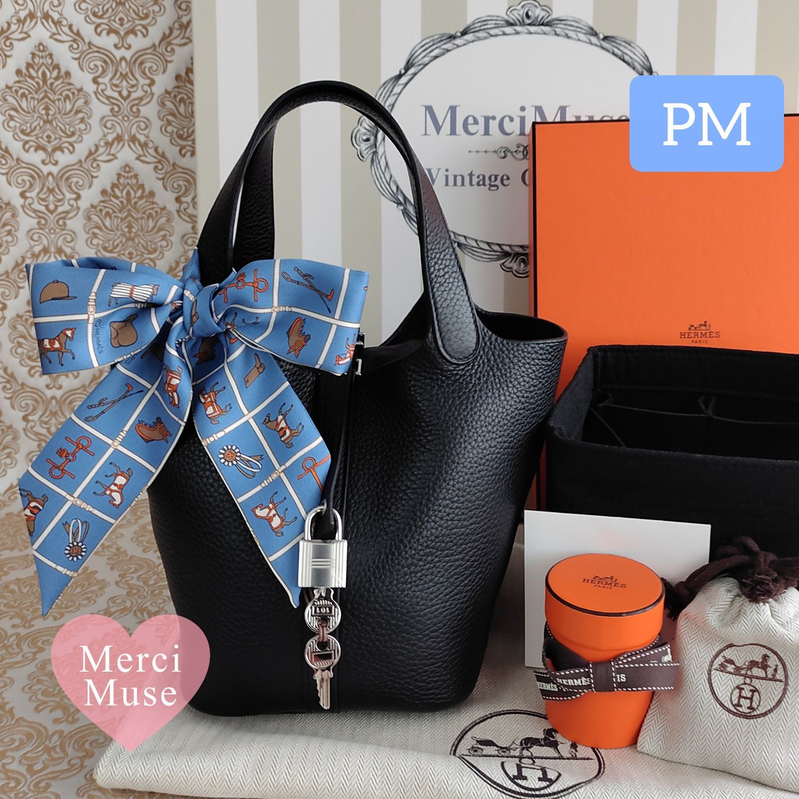 ❤お得なお品❤ピコタンロックPM18 ノワール 黒 シルバー金具 エルメス 