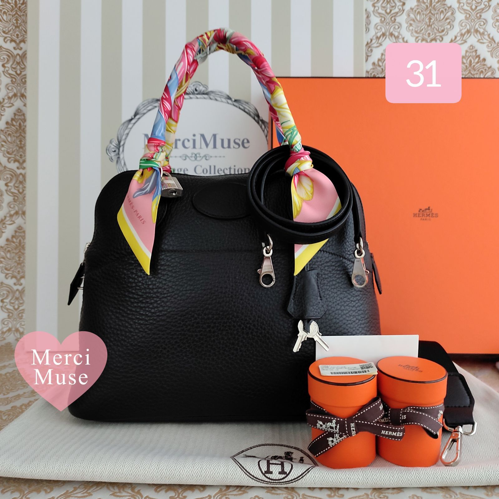 ❤お得なお品❤ボリード31 ブラックxシルバー金具 エルメス □L刻印 
