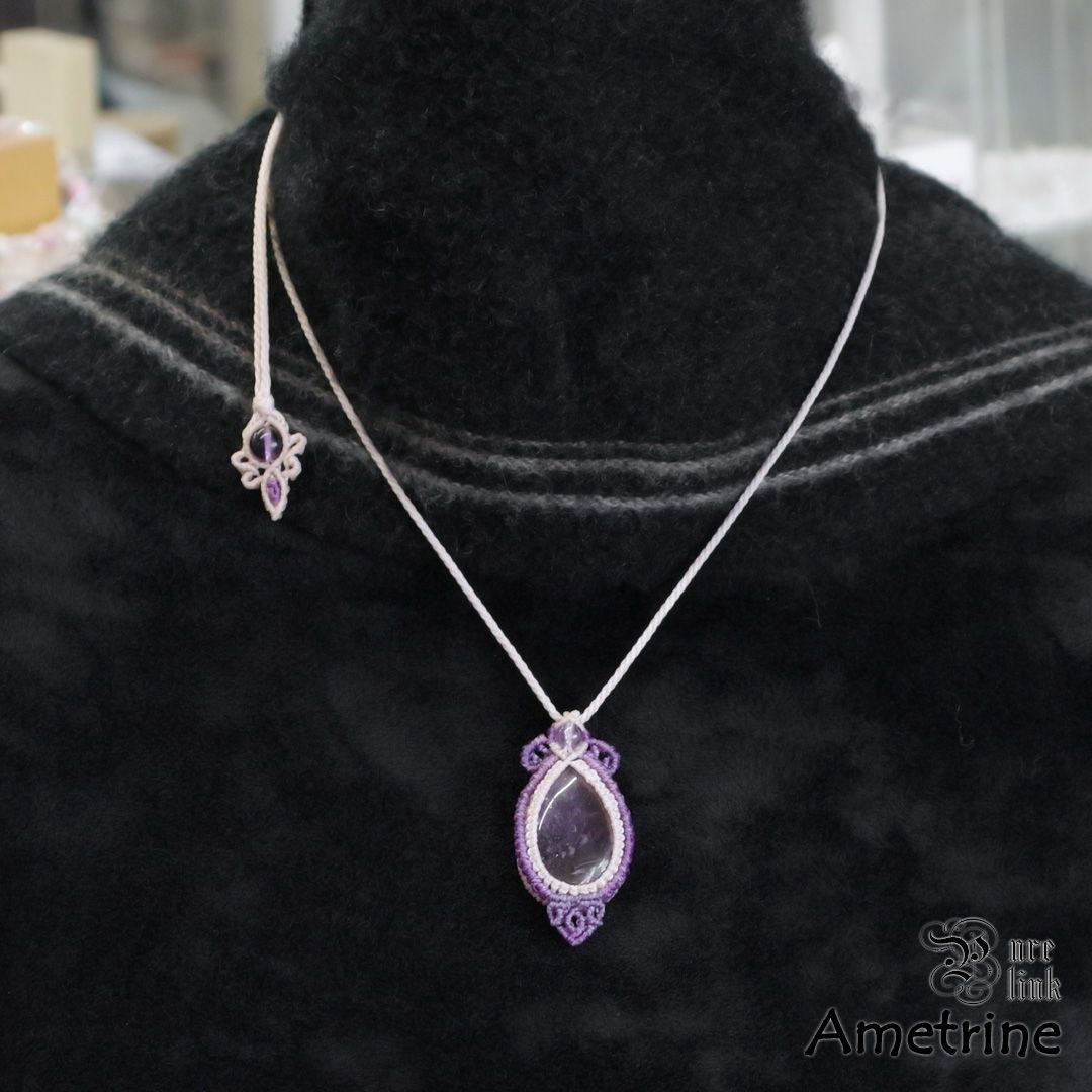 紫黄色の癒しの魔石『アメトリン』マクラメ編トップネックレス5 - メルカリ