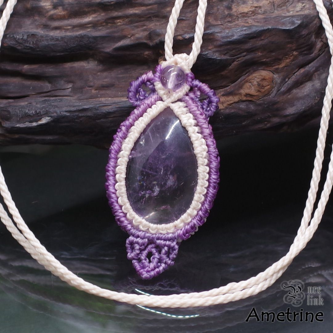 紫黄色の癒しの魔石『アメトリン』マクラメ編トップネックレス5 - メルカリ
