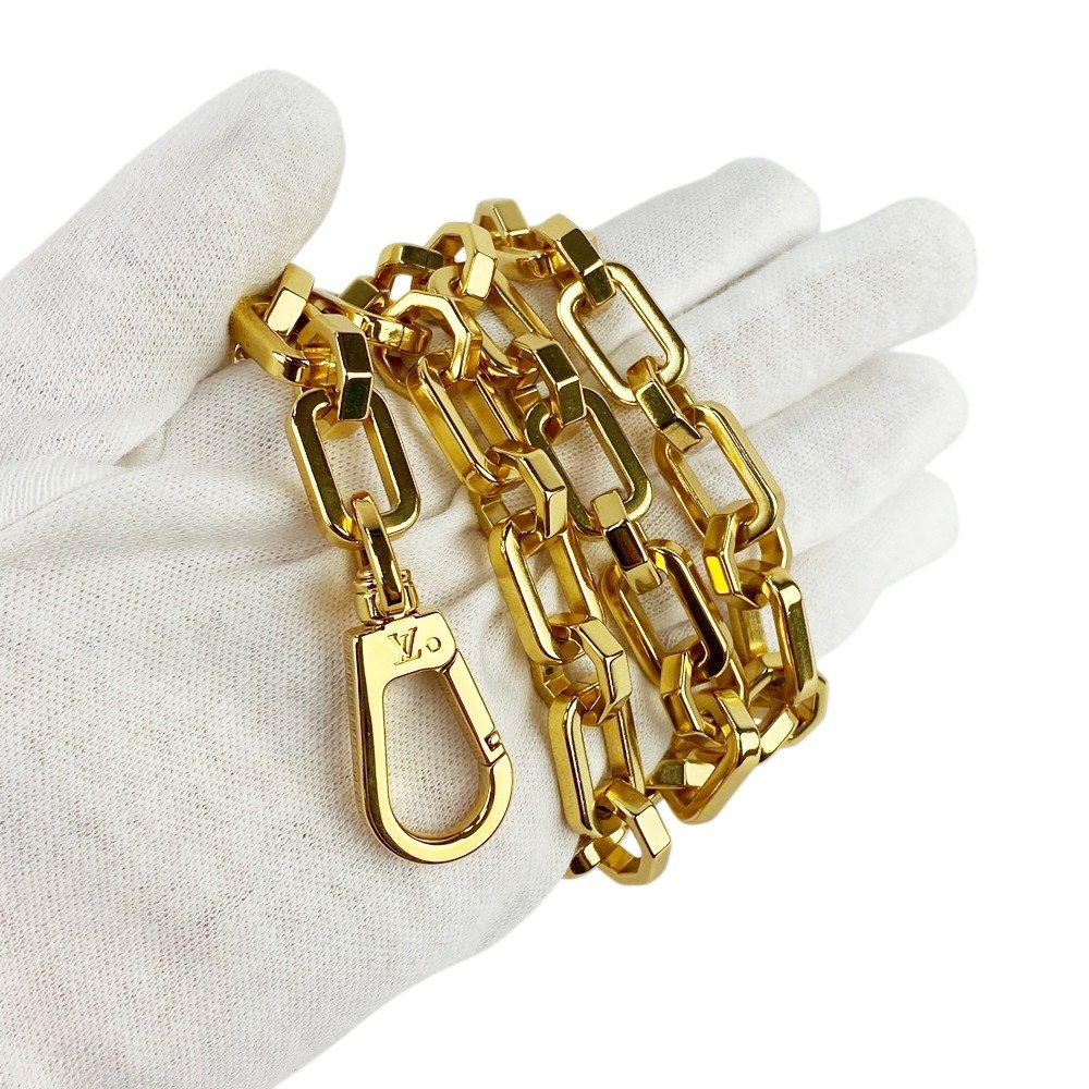 ルイヴィトン ゴールド チェーン ストラップ LV刻印 金具付き 全長49cm ルイヴィトン □新同□ チェーン ストラップ ショルダーストラップ GP