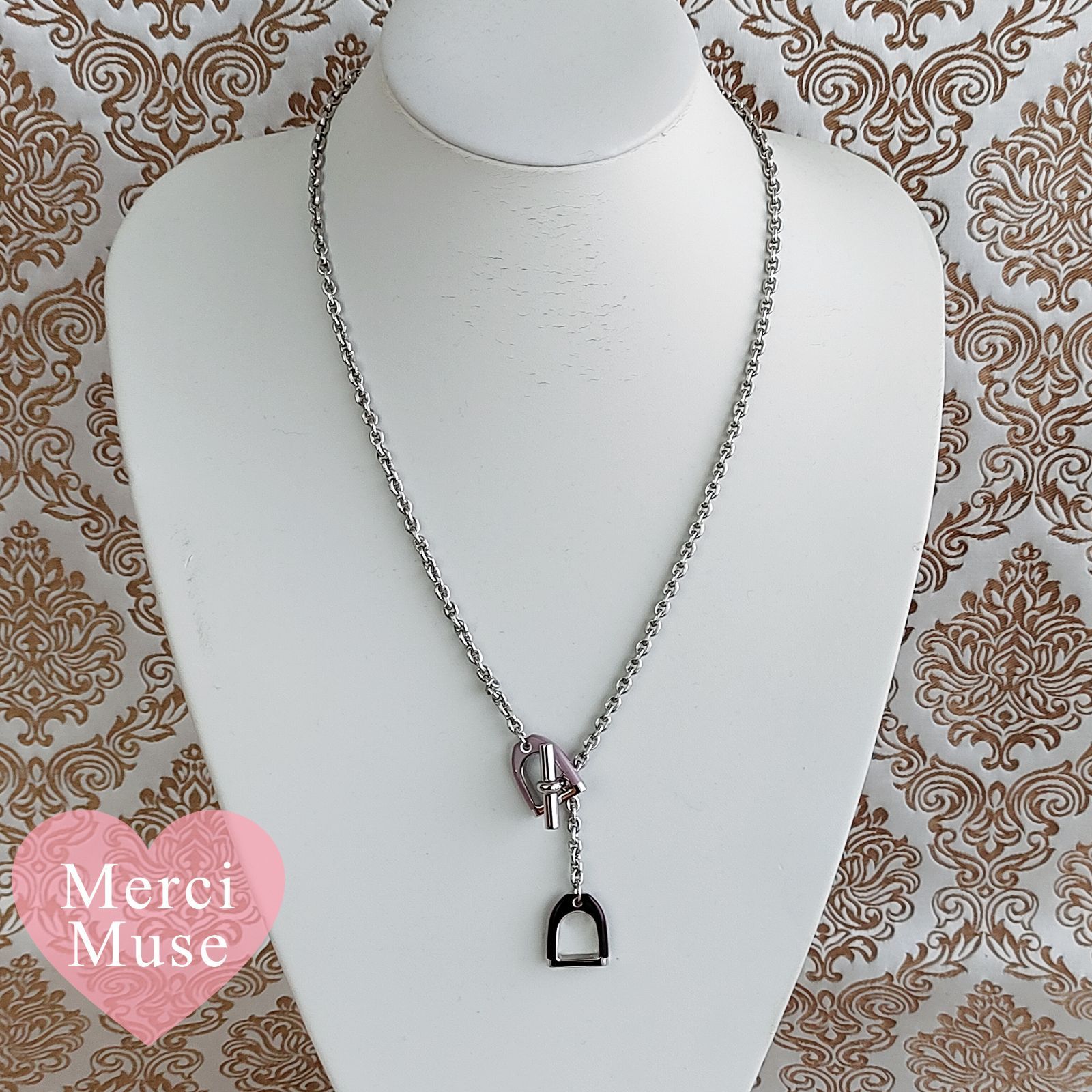 ❤未使用品❤エトリエネックレス グリシーヌxボルドー シルバー金具