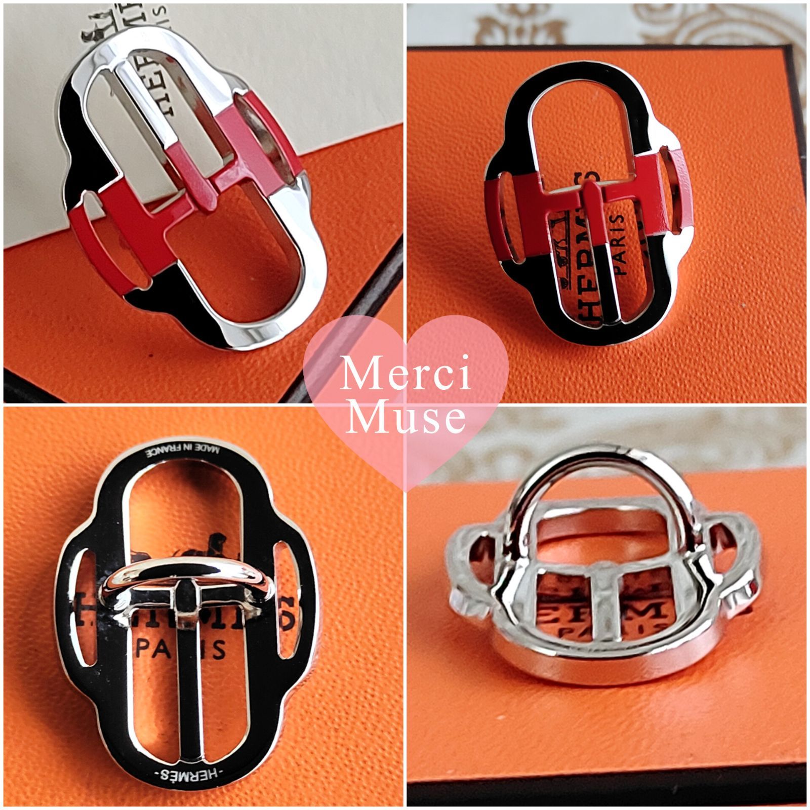 ❤未使用品❤ツイリーリング ミニバックル レッドxシルバー金具