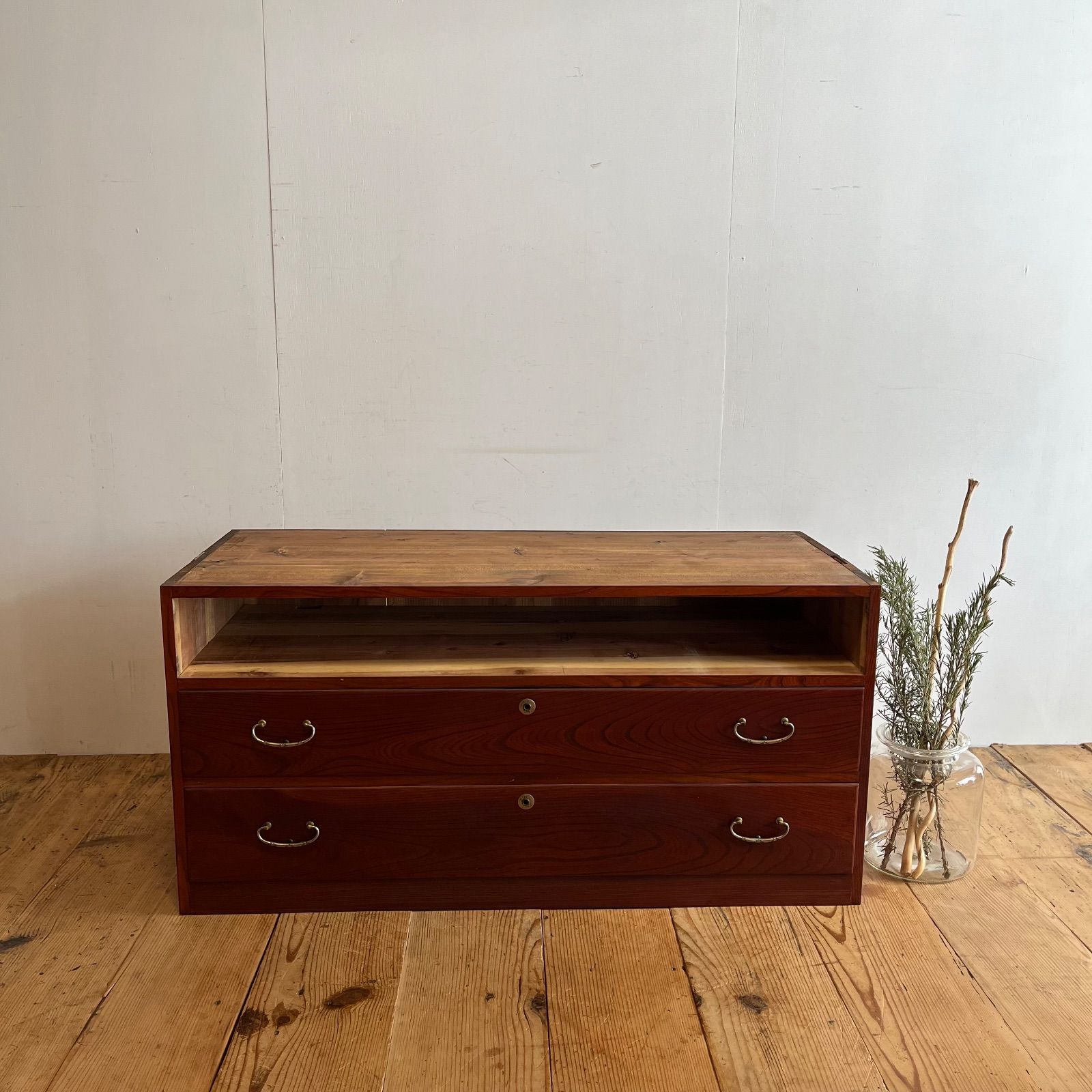 アンティーク チェスト 箪笥 ローボード テレビ台 昭和レトロ 3段 y457