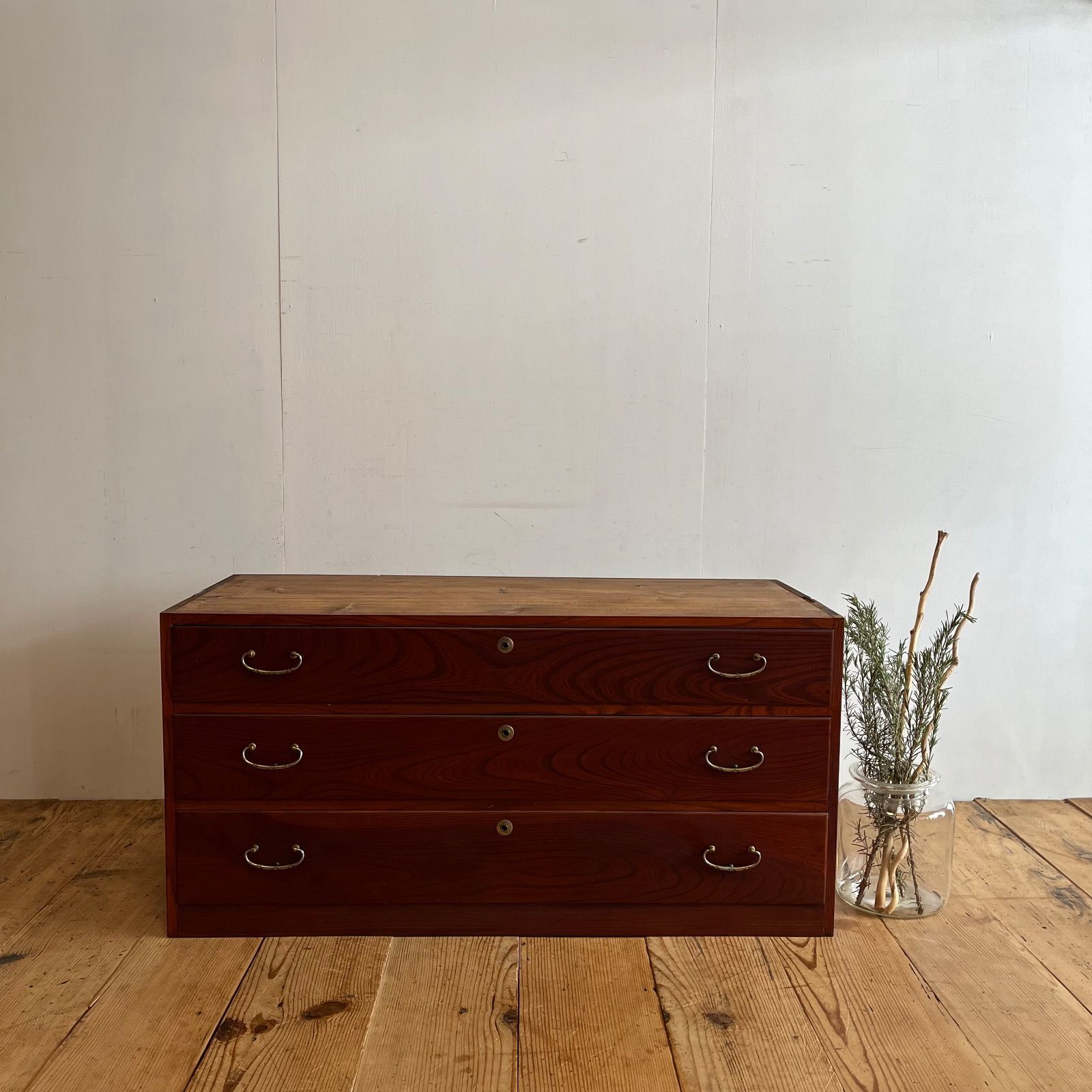 アンティーク チェスト 箪笥 ローボード テレビ台 昭和レトロ 3段 y457