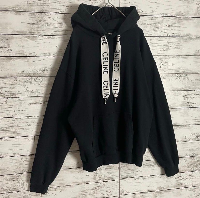 美品　CELINE セリーヌ ドローコードロゴ パーカー 人気サイズ CELINE 紐ロゴ ドローコード パーカー L セリーヌ｜Yahoo
