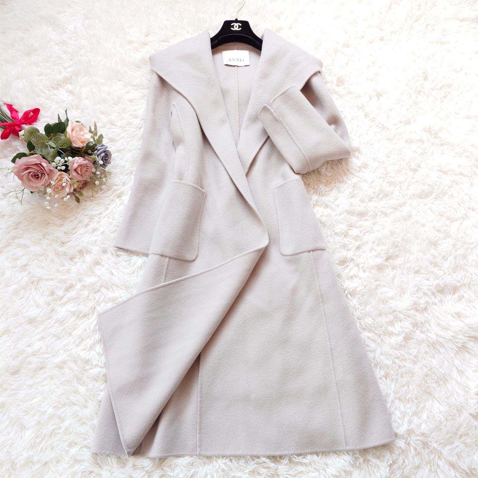 アナイ ANAYI シャルムビーバーショールコート ダブルフェイス リバー