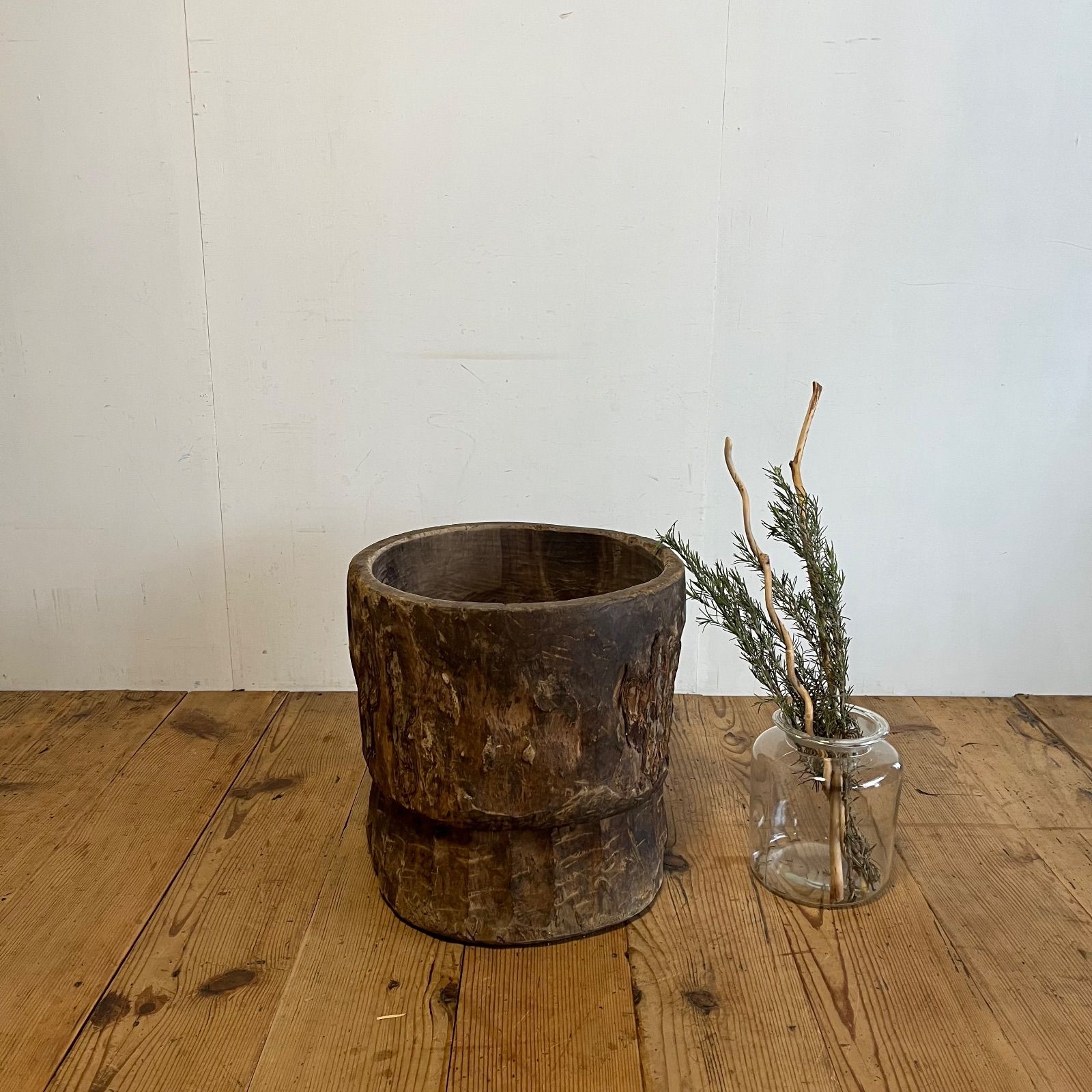 アンティーク ローテーブル 椅子 欅 臼 プリミティブ 無塗装 送料込 アンティーク 木臼 木製臼 ローテーブル 椅子 古民具 古道具 飾り台