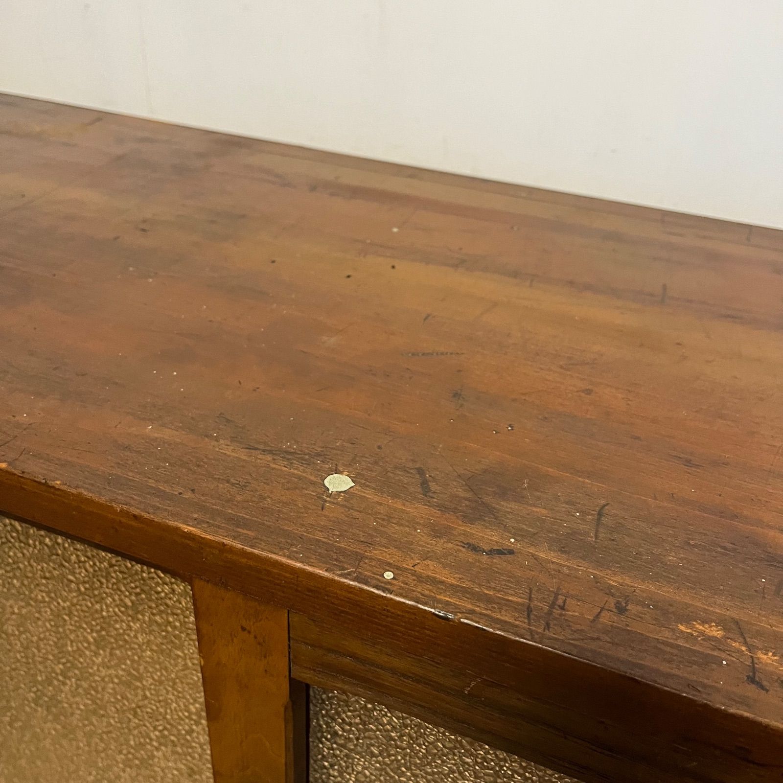 アンティーク ガラス戸棚 引き戸収納棚 古家具 食器棚 キャビネット