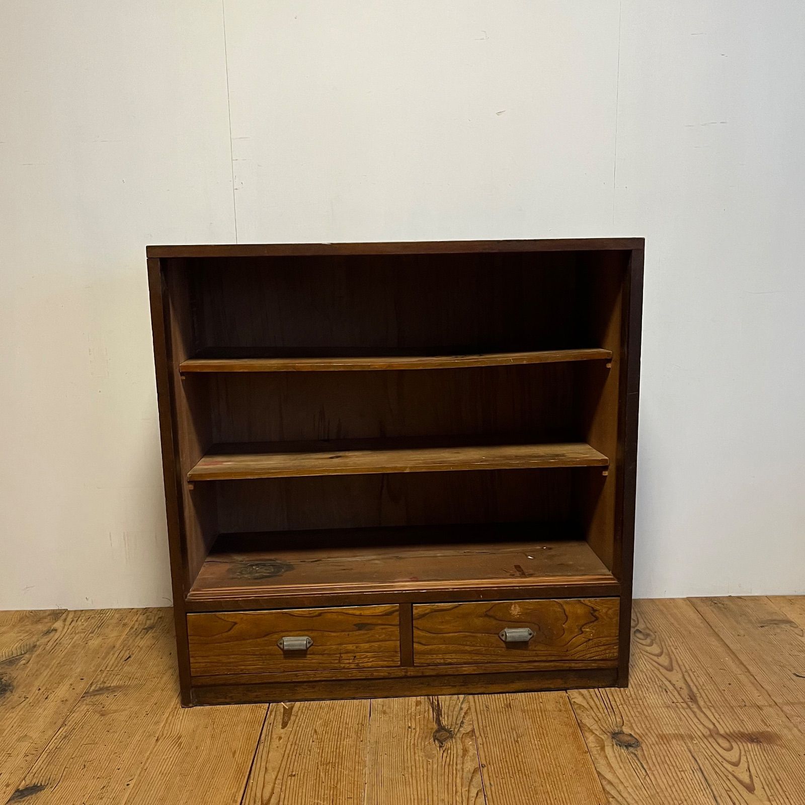 アンティーク ガラス戸棚 引き戸収納棚 古家具 食器棚 キャビネット