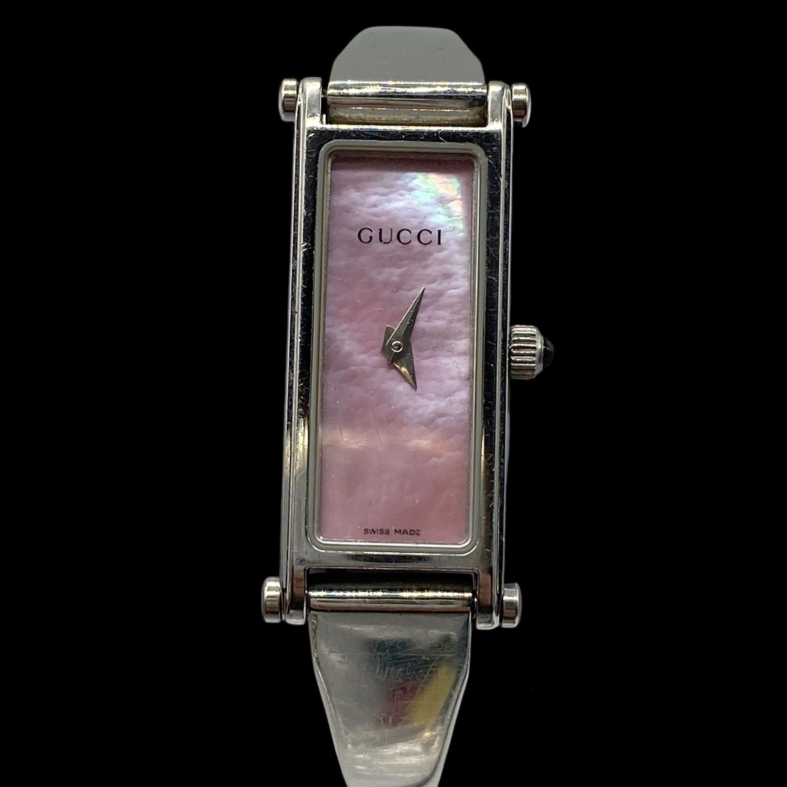 新品電池 稼働品 GUCCI グッチ 1500L ピンクシェル文字盤 ブレス