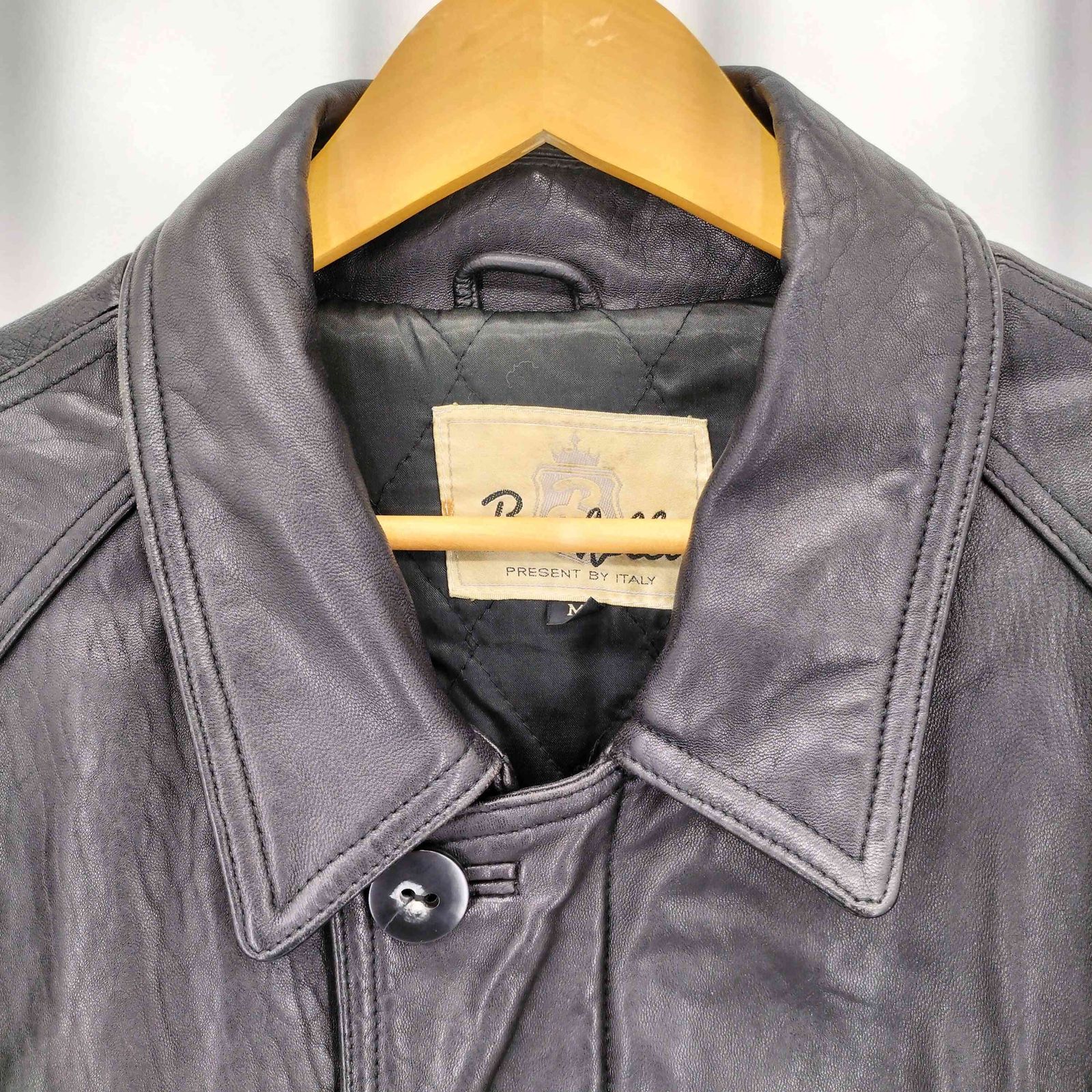 ユーズドフルギ USED古着 ラムレザーハーフコート メンズ JPN：M