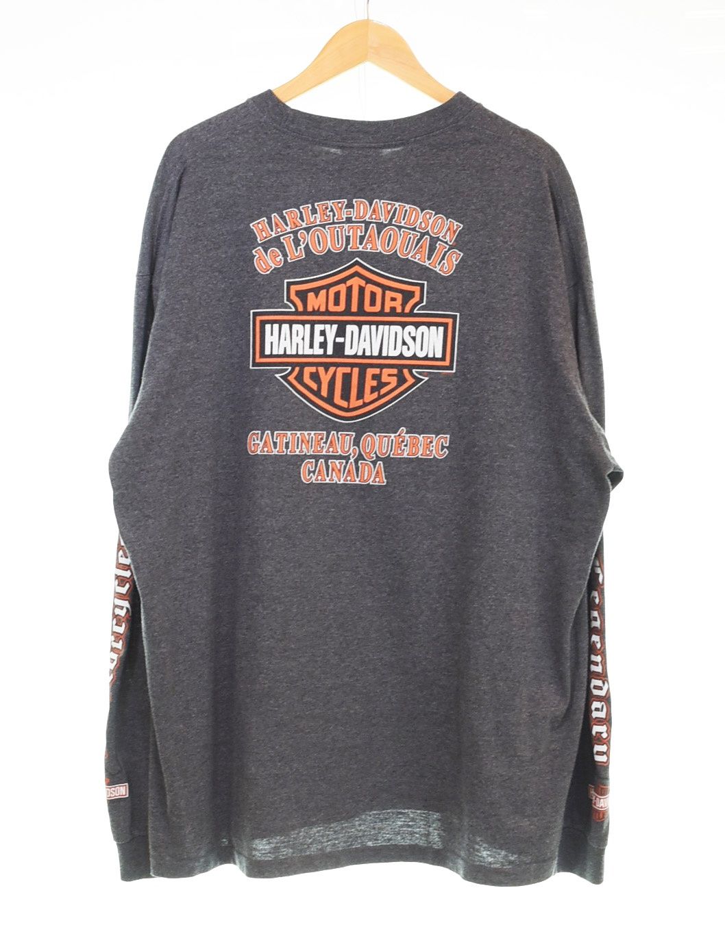 ハーレーダビッドソン HARLEY-DAVIDSON 00'S EMBLEM LOGO エンブレム ロゴ Y2K 2XL ロンT グレー 3Lサイズ 103MT-3648