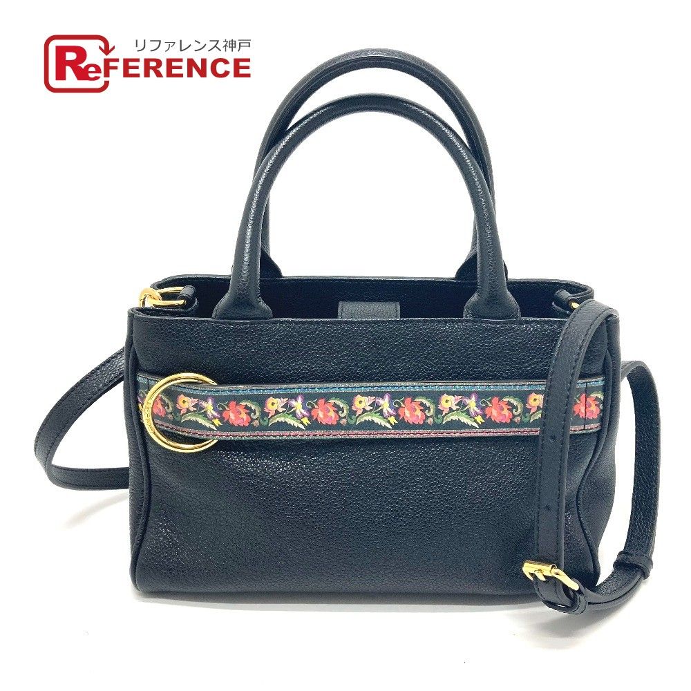 ETRO ブラックレザー　ハンドバック　ショルダーバッグ　2way ETRO エトロ ハンドバッグ 2WAY ショルダーバッグ レザー ブラック