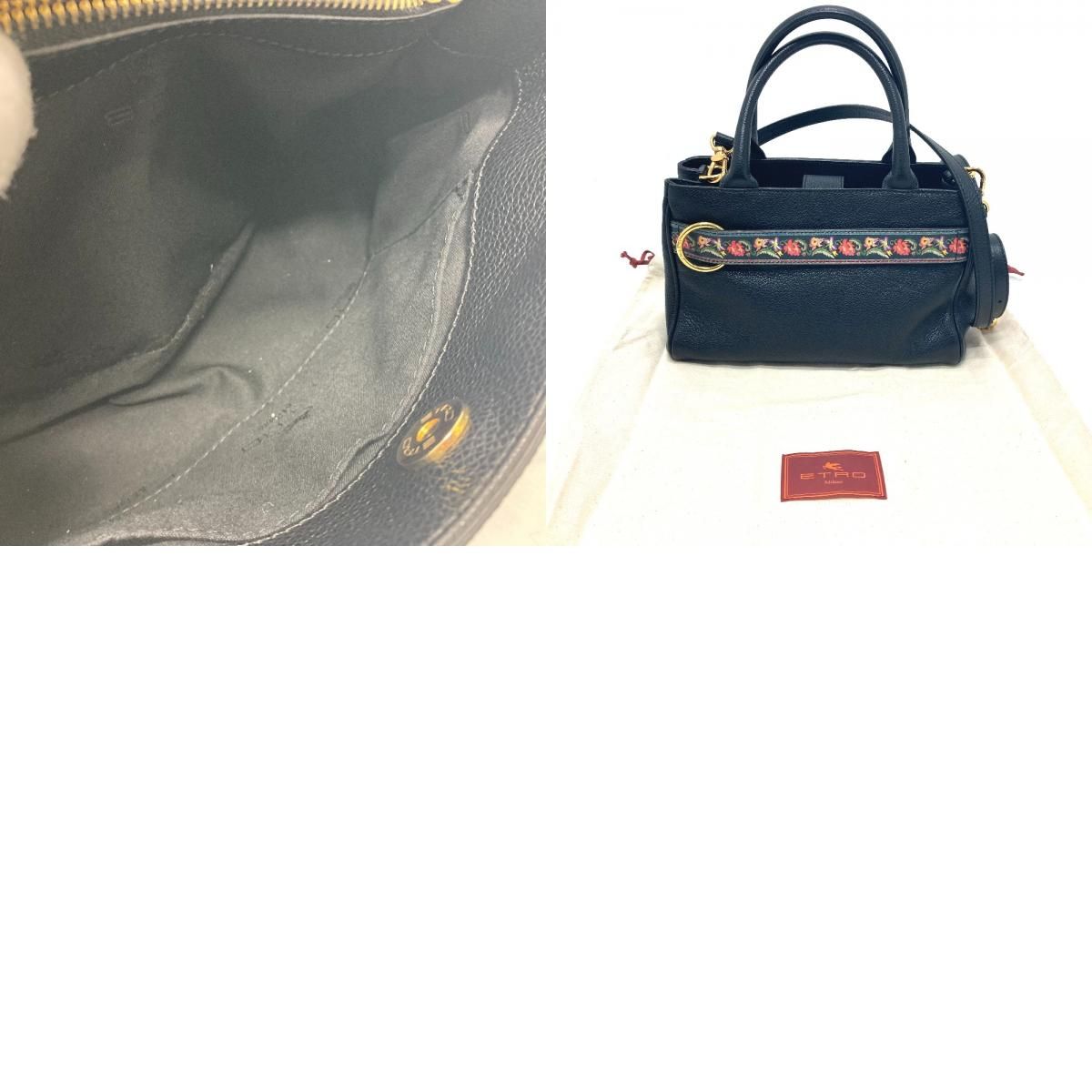 ETRO エトロ ハンドバッグ 2WAY ショルダーバッグ レザー ブラック