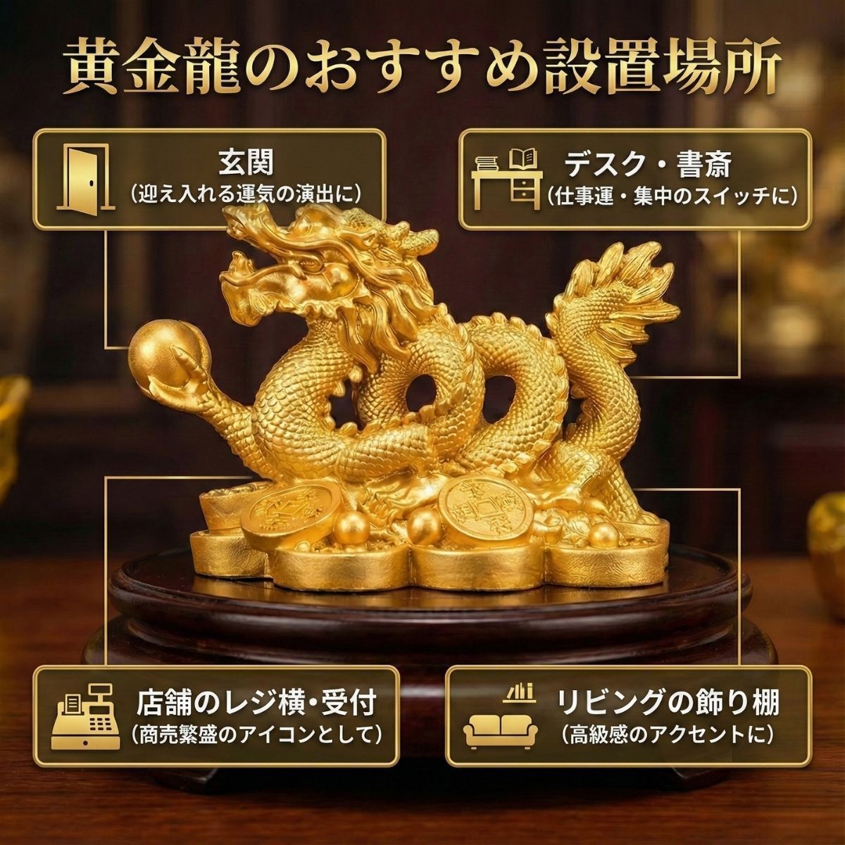 金龍 龍 置物 金 風水 玄関 インテリア 金運 財運 仕事運 商売繁盛 
