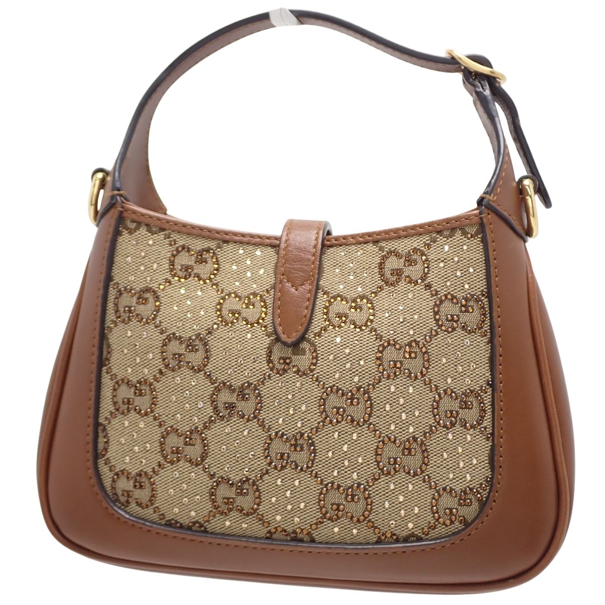 GUCCI グッチハンドバッグ クリスタル レザーブラウンゴールド GUCCI(グッチ) ジャッキー1961 クリスタル ミニバッグ ハンドバッグ