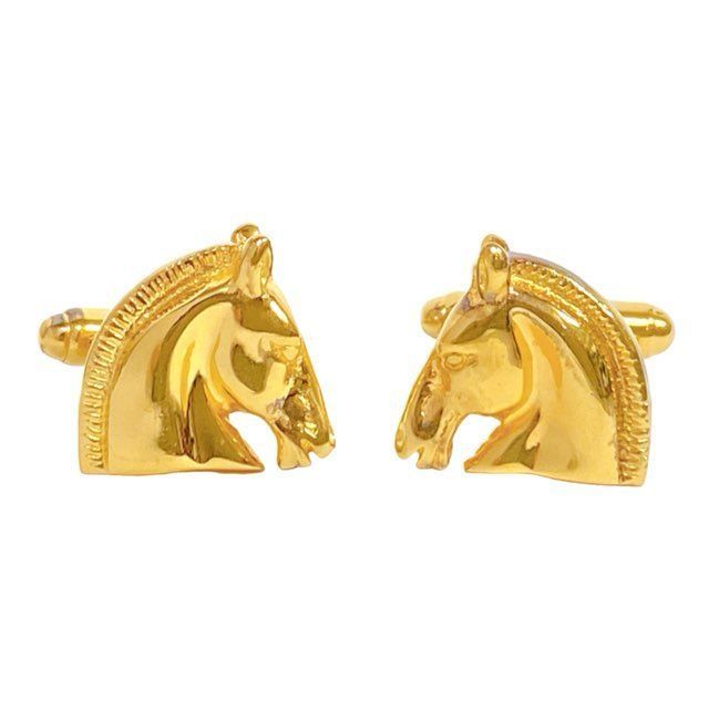 新品同様 エルメス カフス 馬モチーフ GP ホース ゴールド カフス