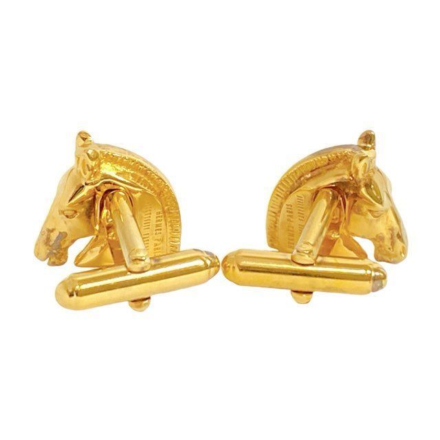 HERMÈS 馬の頭 カフリンクス 新品同様 エルメス カフス 馬モチーフ GP ホース ゴールド カフス