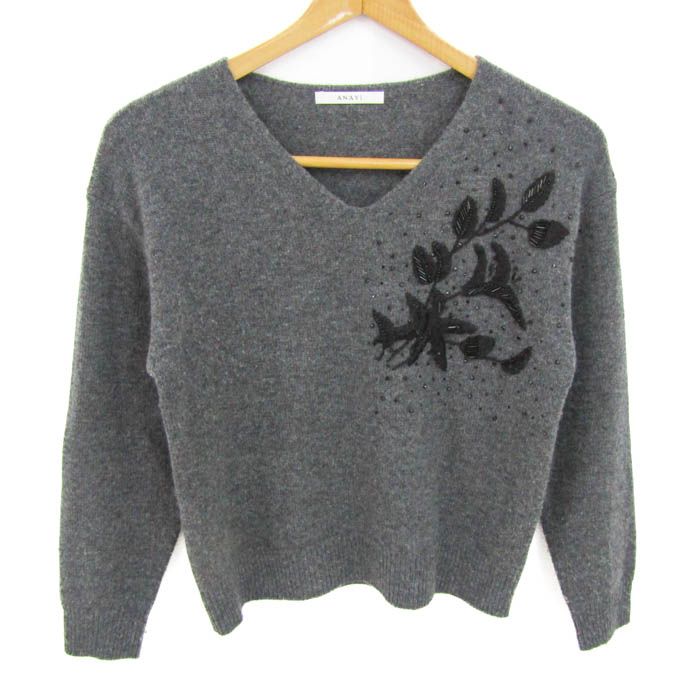 アナイ ニット トップス 長袖 Vネックセーター カシミヤ混 レディース