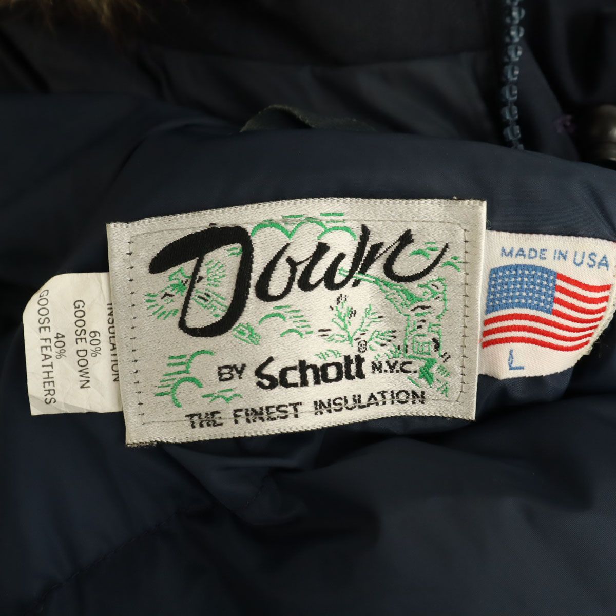 schott ショット 90s USA製 オールド ダウンジャケット L ネイビー 