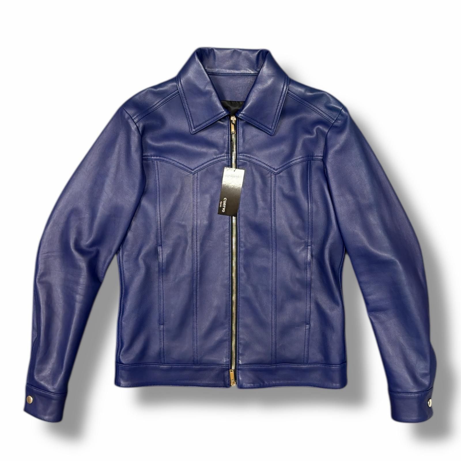 参考上代385000円 未使用 cuervo bopoha Satisfaction Leather Collection JACK ラムレザージャケット サティスファクション ジャック  クエルボ ヴァローナ VIOLET BLUE 42 （5753M） 参考上代385000円 未使用 cuervo bopoha Satisfaction Leather