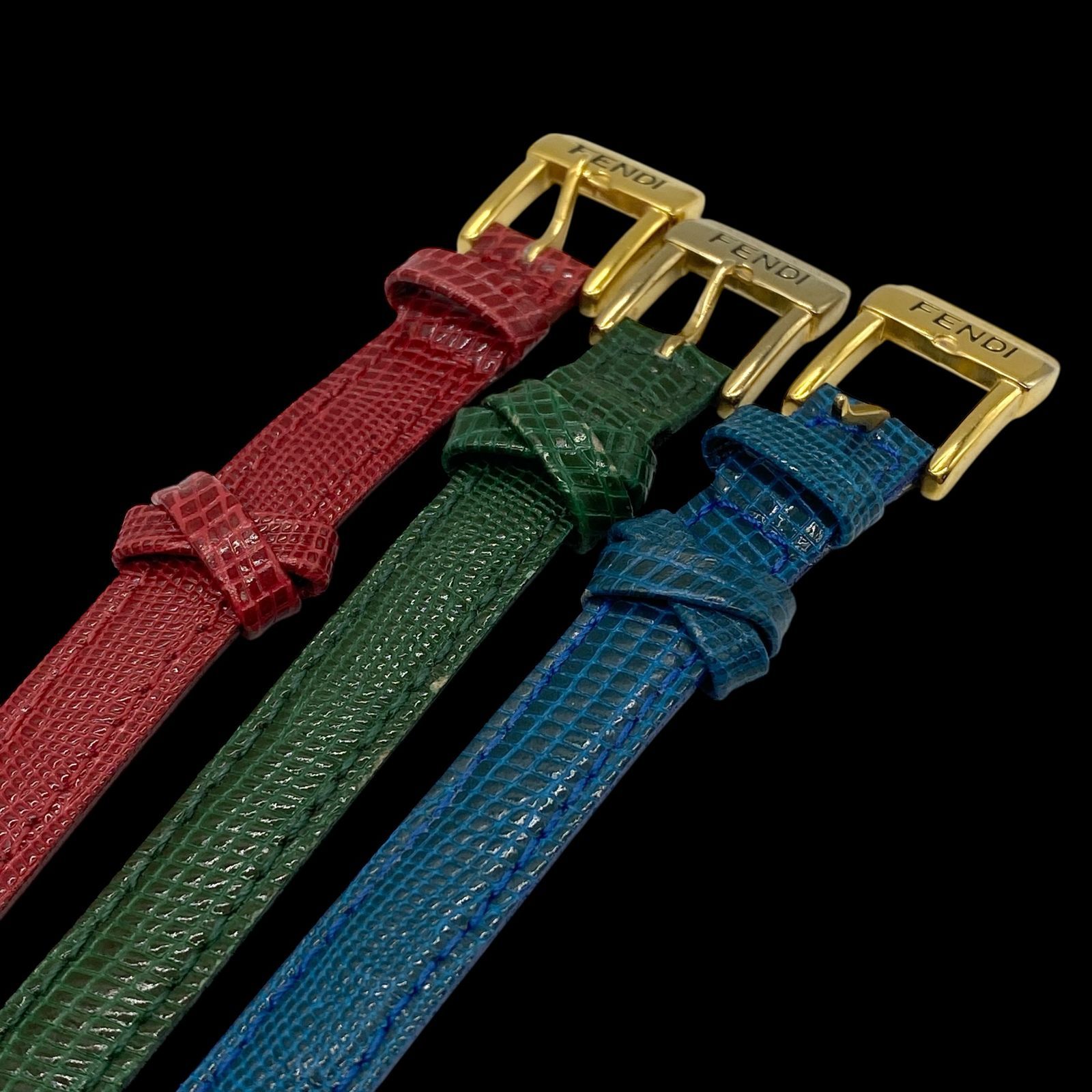  電池 稼働品 FENDI フェンディ 640 L カメレオン チェンジベルト 3本 2針 ゴールド レディース腕時計 クォーツ QZ 腕時計(クォーツ) 腕時計(アナログ)