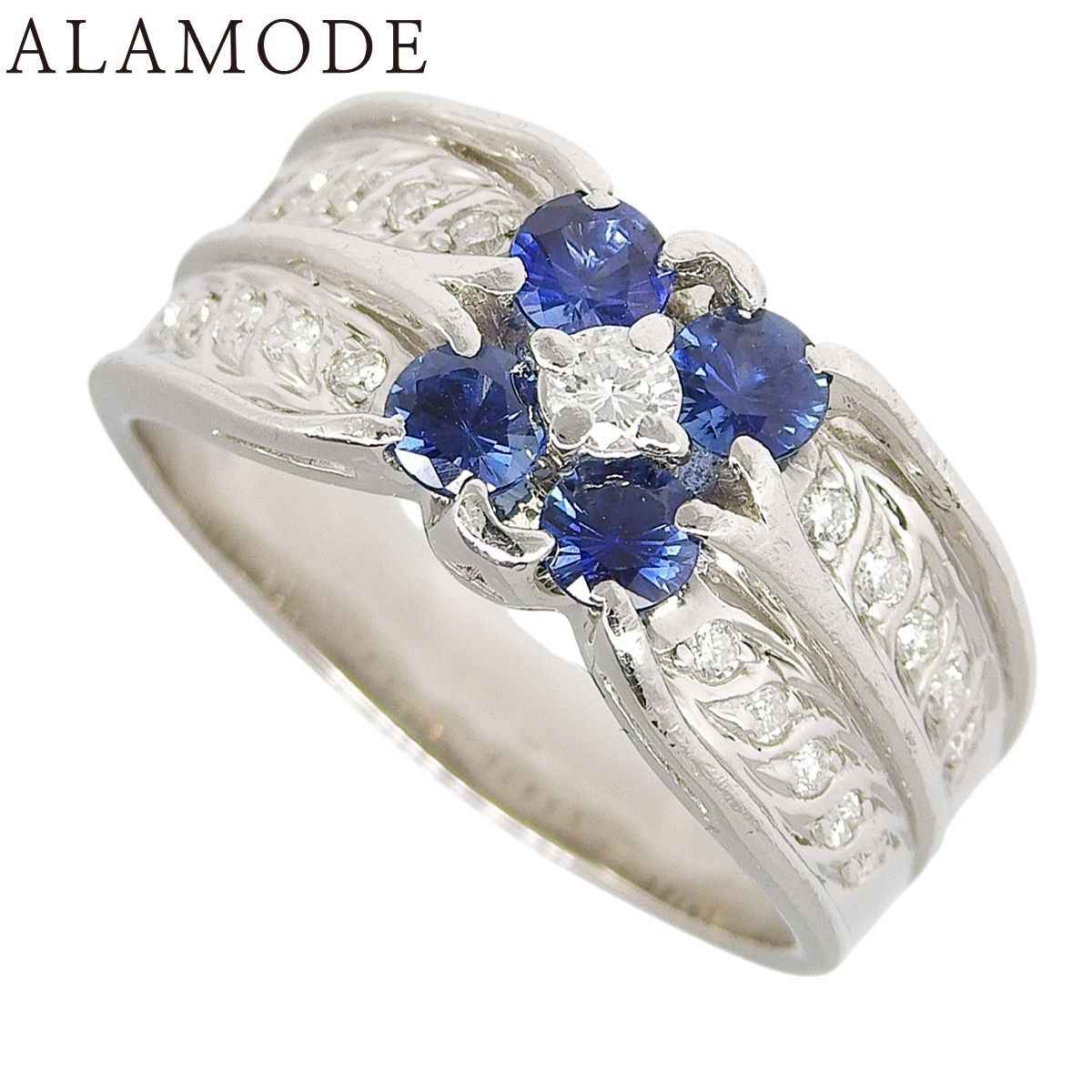 S0.85/D0.30 サファイア ダイヤモンド リング プラチナ Pt900 12.6g