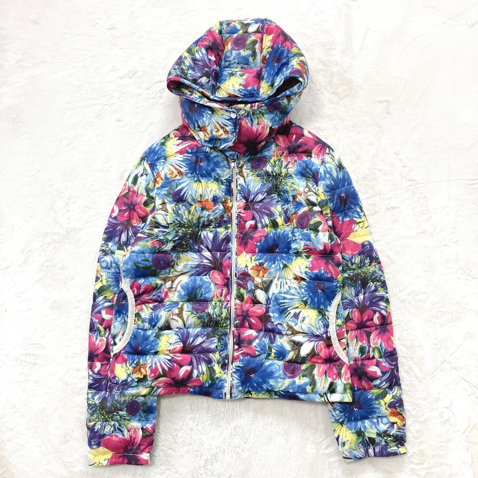 花柄フード付きジャケット 中綿ジャケット／花柄 総柄 サイズS／フード取り外し可 - メルカリ