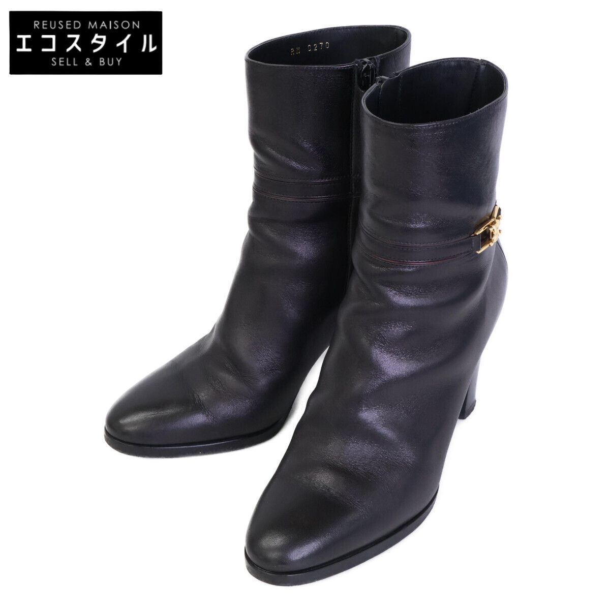 CELINE セリーヌ トリオンフ金具 クロード アンクルブーツ／チャンキー