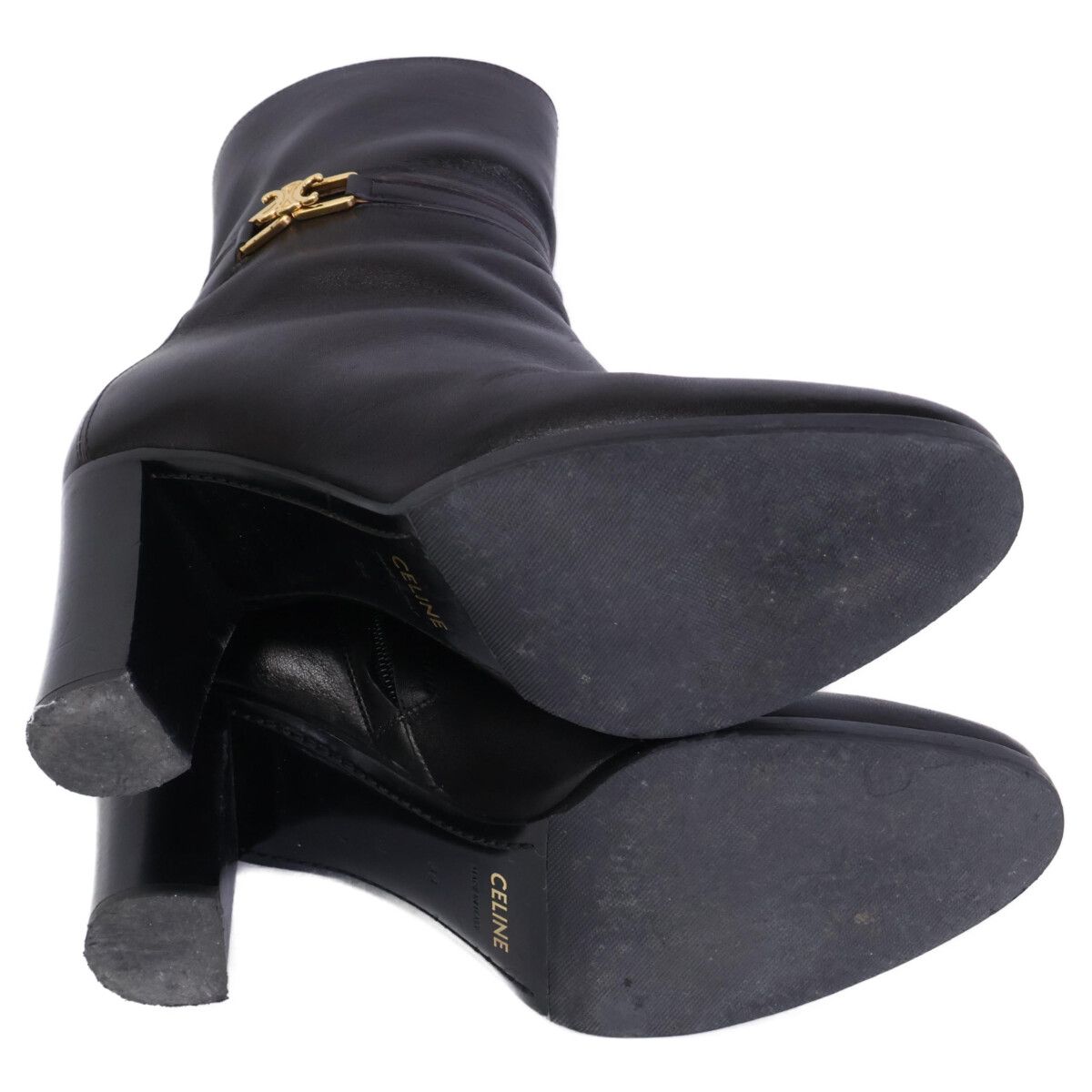 7*様 美品✨セリーヌ トリオンフ エディ期 レザー クロードアンクルブーツ ブ CELINE セリーヌ トリオンフ金具 クロード アンクルブーツ／チャンキー