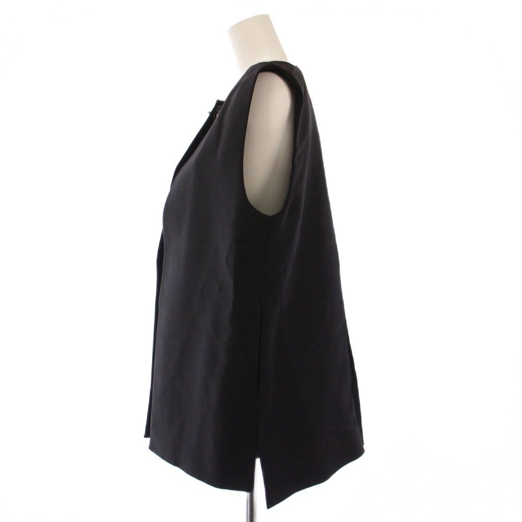 ミカー miccar ジレ ベスト クルーネック ウール シルク混 F 黒