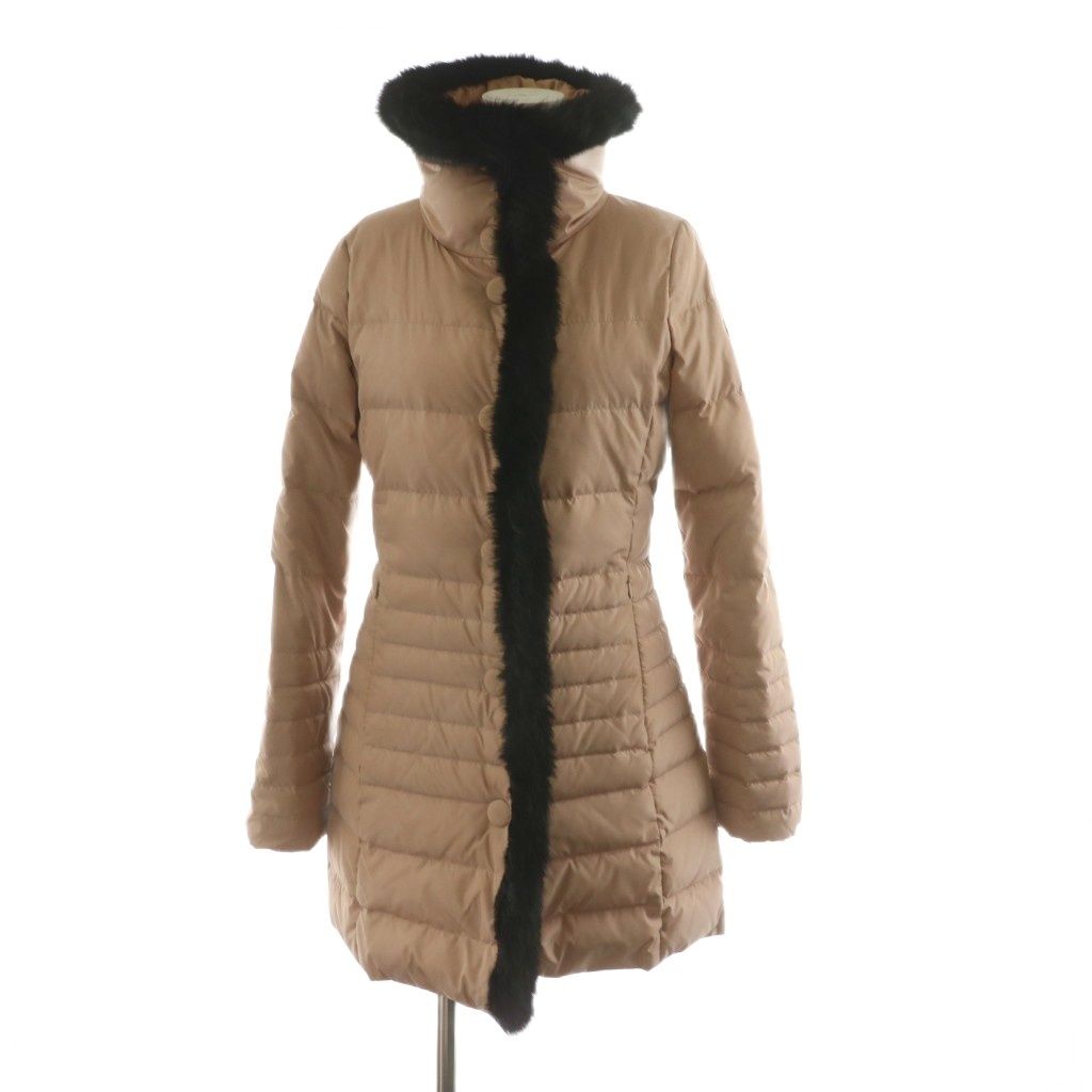 【中古】アルマーニ ジーンズ ファー付きダウンコート ロング アウター フーディー ハイネック 36 ピンク アルマーニ ジーンズ ARMANI JEANS ファー付きダウンコート ロング