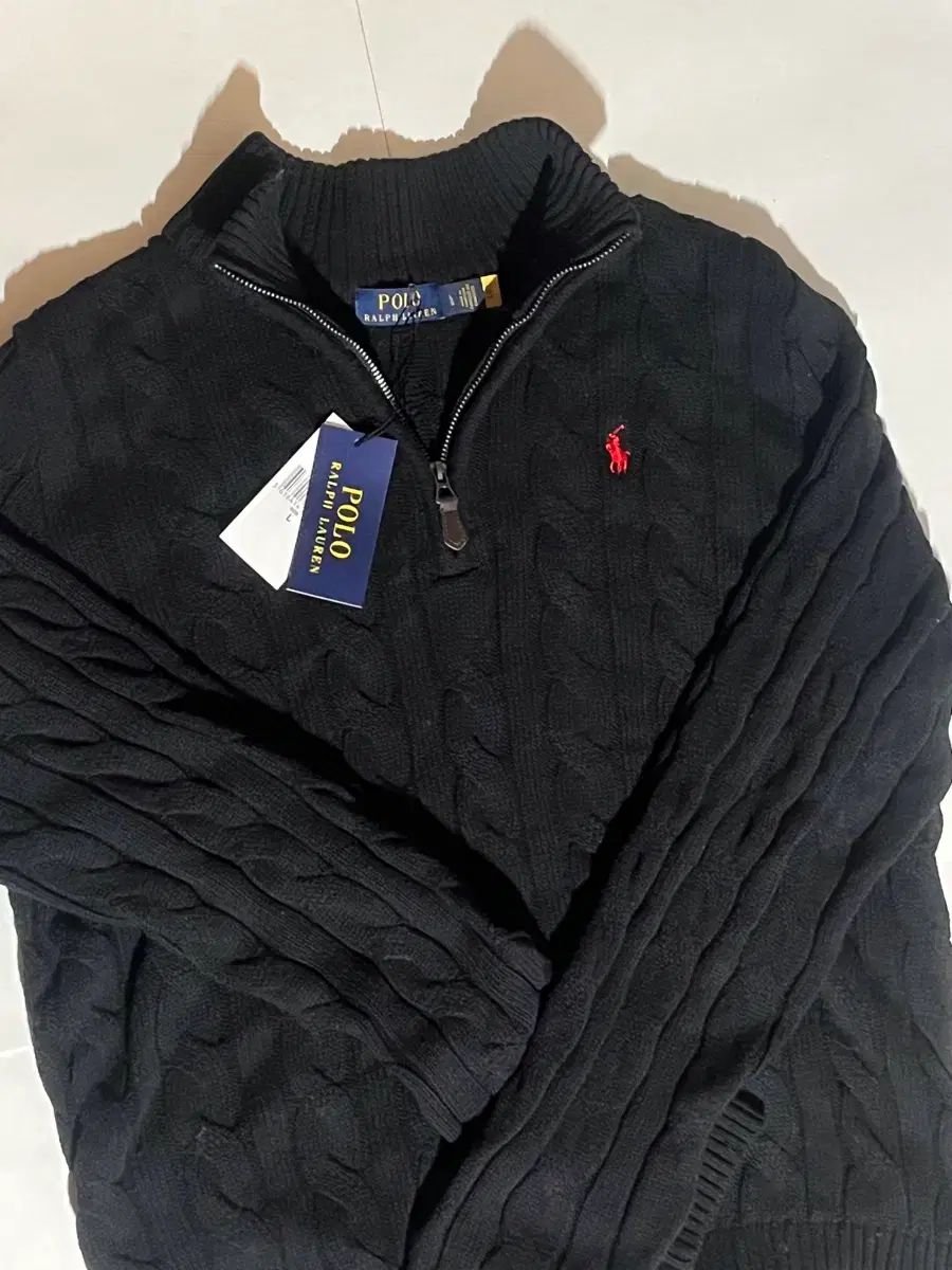 新品 | L) ポロラルフローレン ケーブル編み ハーフジップ ニット