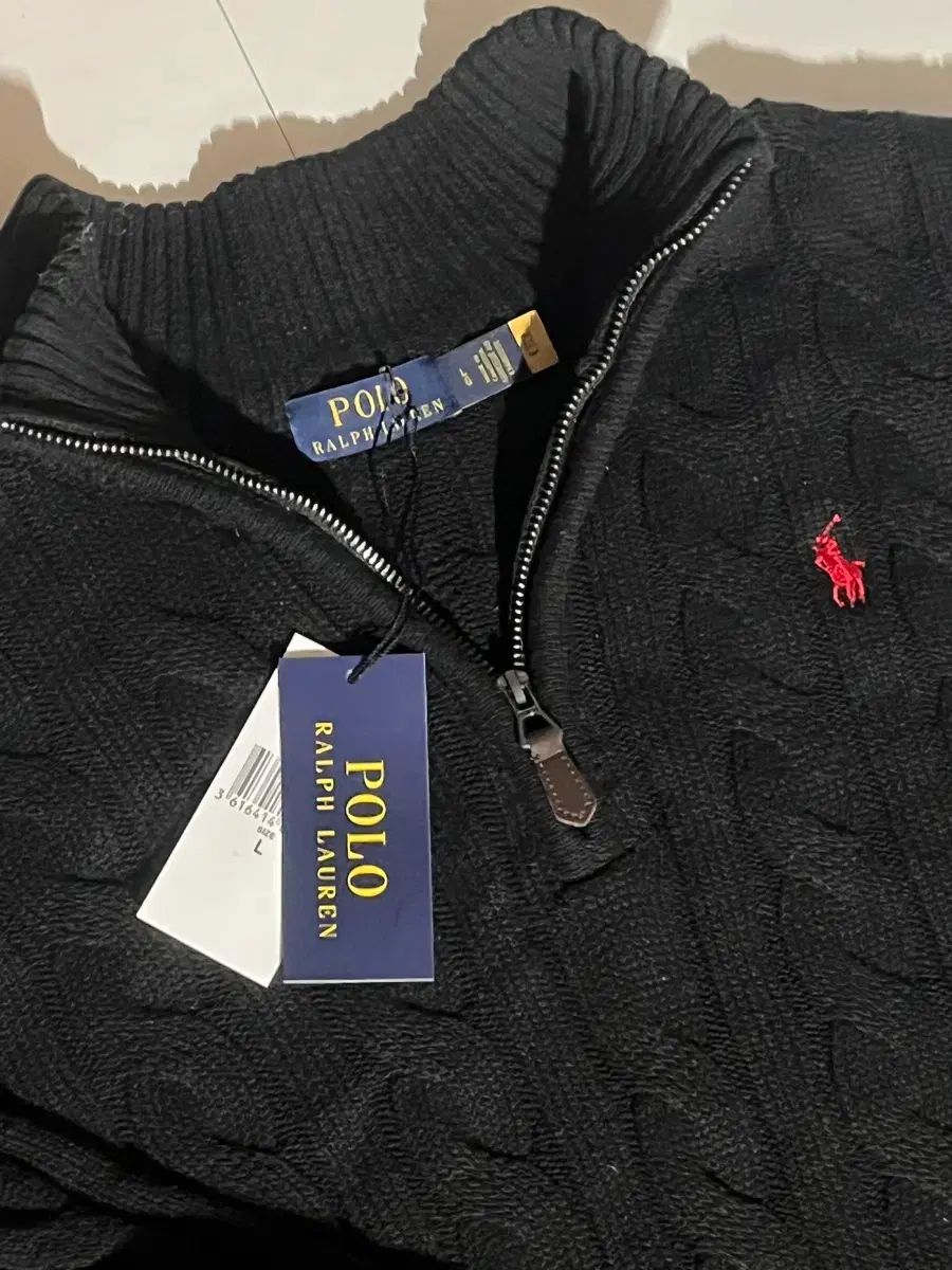 新品 | L) ポロラルフローレン ケーブル編み ハーフジップ ニット