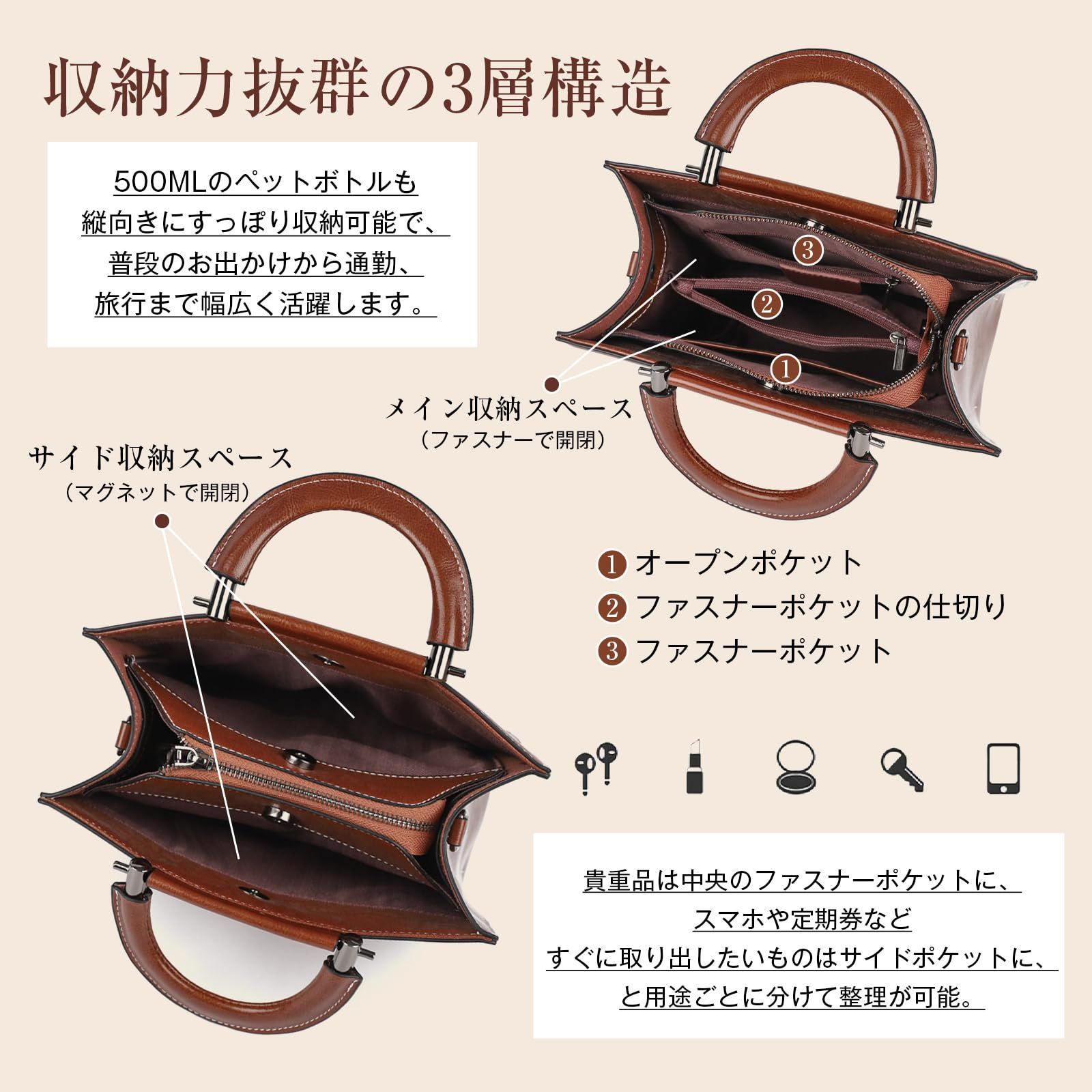Amazon | [imeetu]ショルダーバッグ 高級本革 レディース 3way 