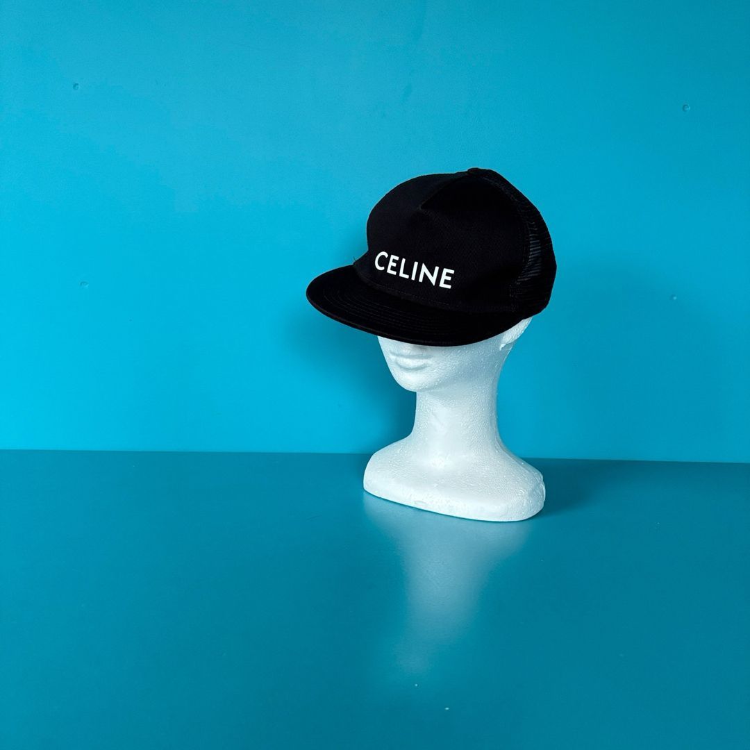 A12 CELINE セリーヌ トラッカーキャップ ベースボールキャップ 黒 L